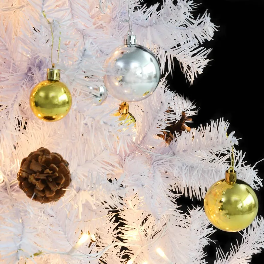 Arbre de Noël artificiel pré-éclairé avec boules blanc 180 cm - 8