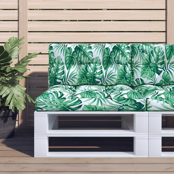 Coussin de palette motif de feuilles 70x40x12 cm tissu