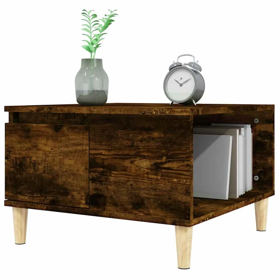 Table basse chêne fumé 55x55x36,5 cm bois d'ingénierie - 4
