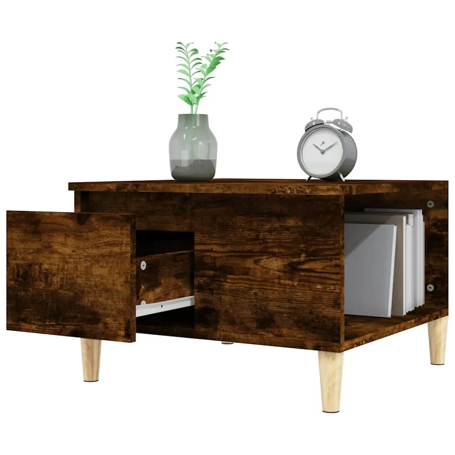 Table basse chêne fumé 55x55x36,5 cm bois d'ingénierie - 5