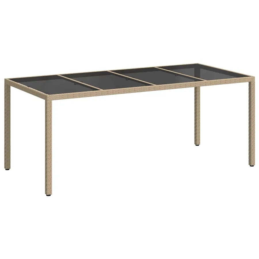 Table de Jardin Beige 190 x 90 x 75 cm polyrotin - 2