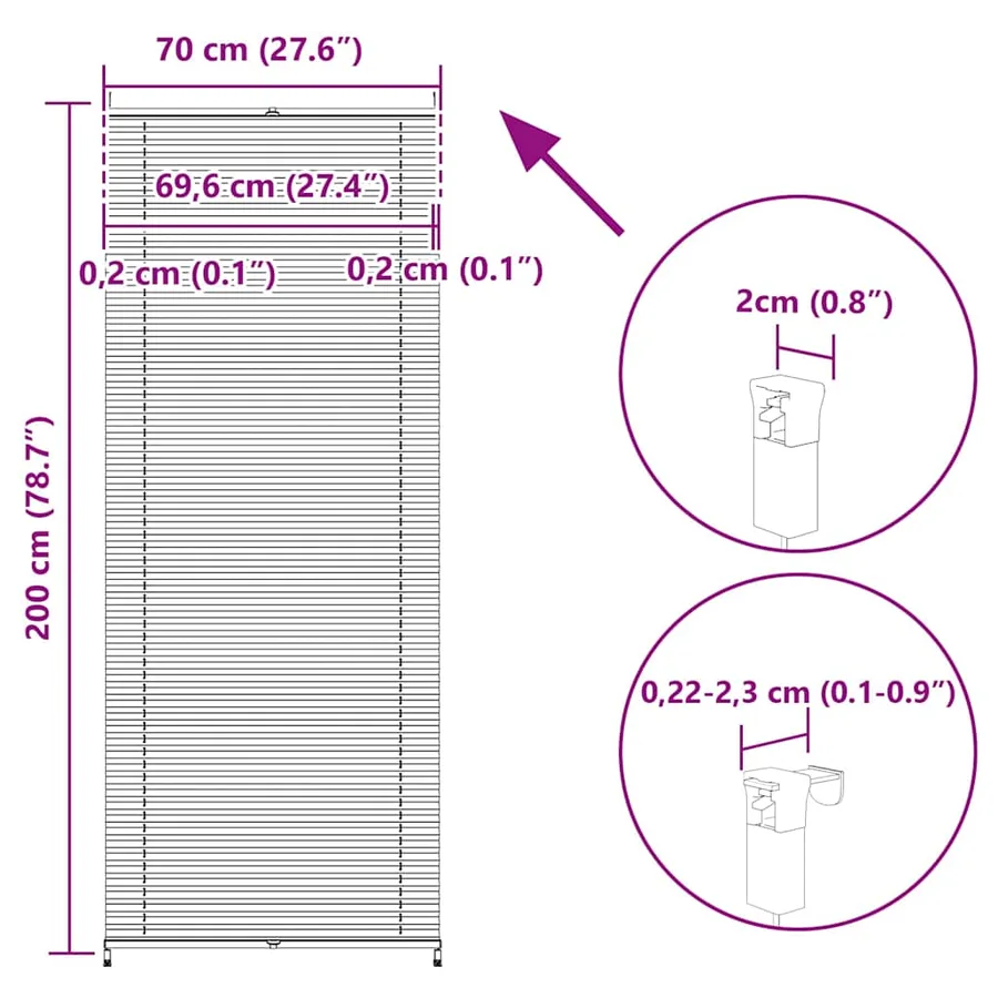 Store plissé 70x200 cm Crème - 10