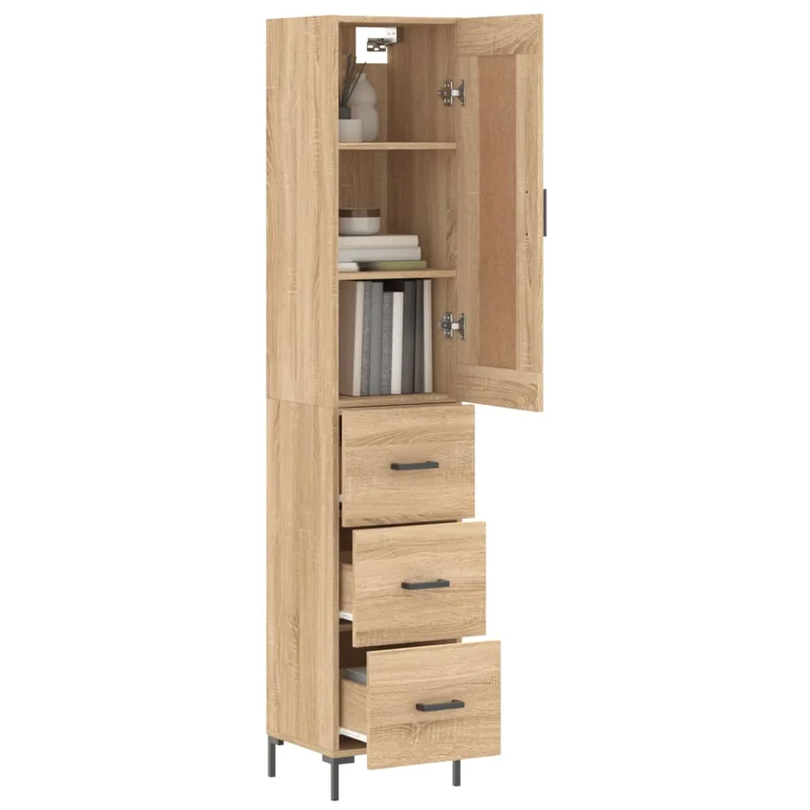 Buffet haut Chêne sonoma 34,5x34x180 cm Bois d'ingénierie - 3
