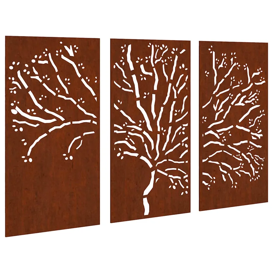 Décorations murales jardin 3 pcs 105x55 cm design d'arbre acier - 2