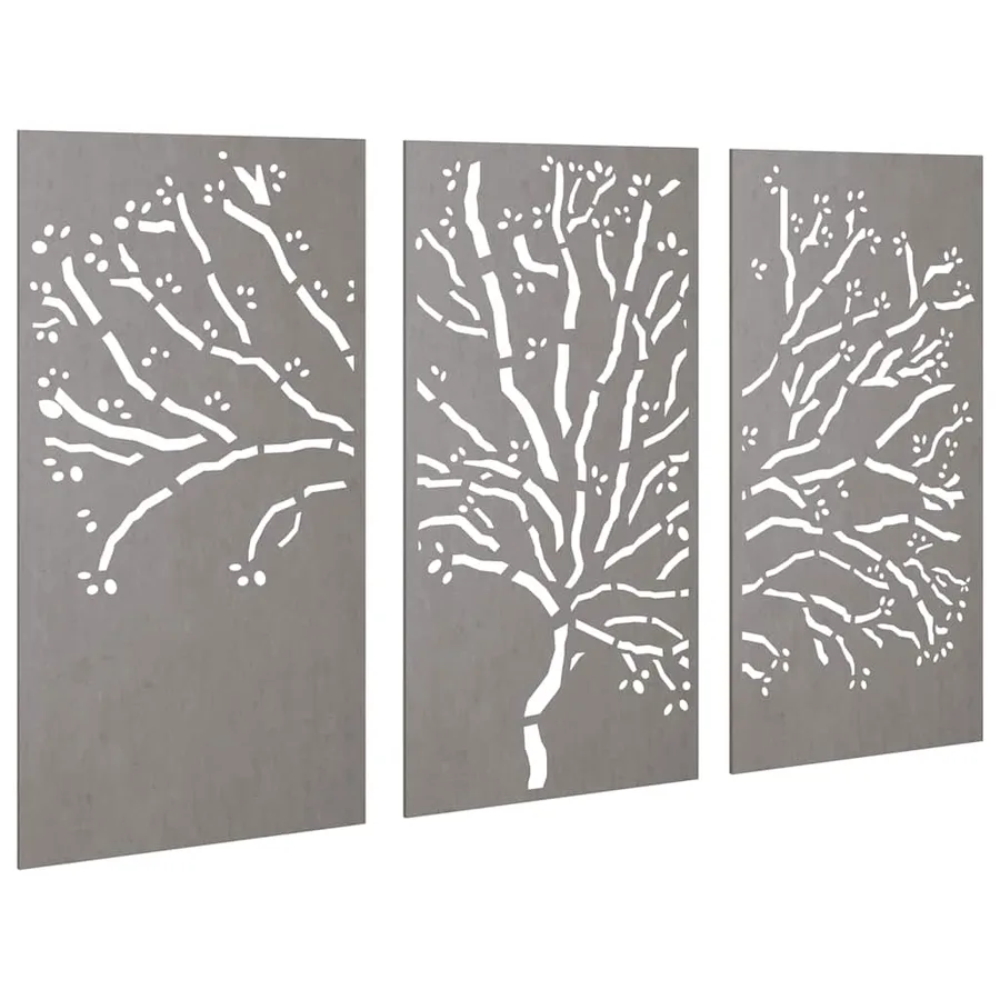 Décorations murales jardin 3 pcs 105x55 cm design d'arbre acier - 3