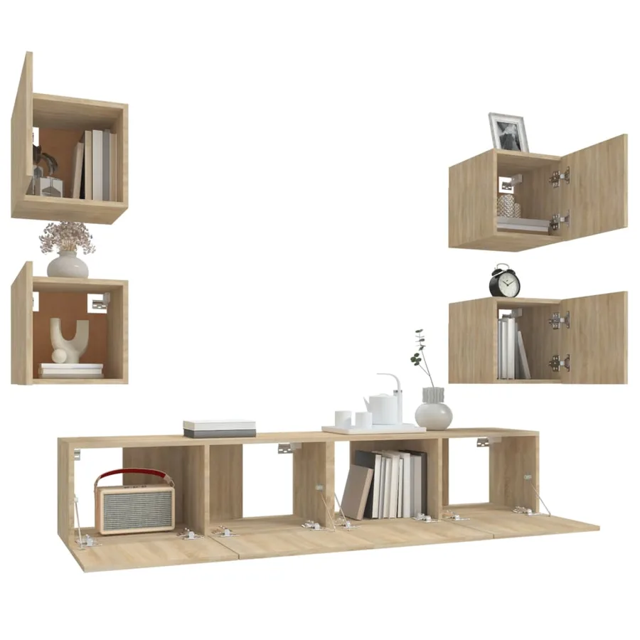 Ensemble de meubles TV 6 pcs Chêne sonoma Bois d'ingénierie - 10