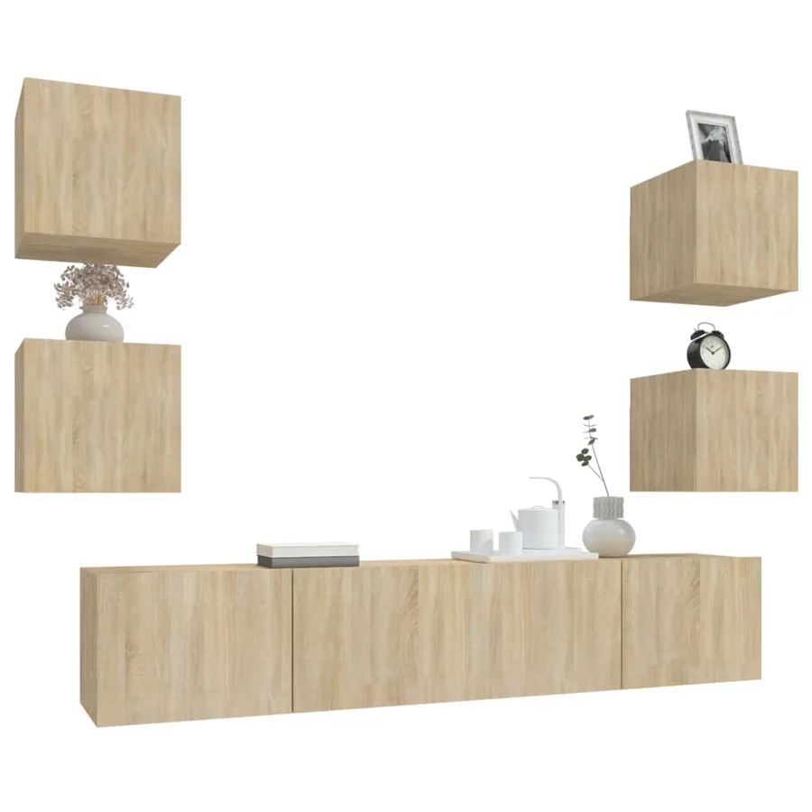 Ensemble de meubles TV 6 pcs Chêne sonoma Bois d'ingénierie - 9