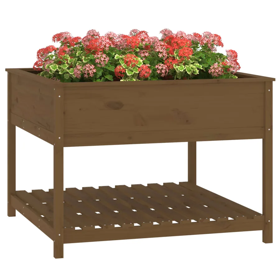 Jardinière et étagère Marron miel 111,5x111,5x81 cm Bois de pin - 4