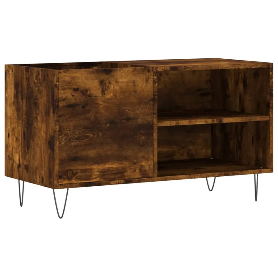 Armoire à disques chêne fumé 85x38x48 cm bois d'ingénierie - 2