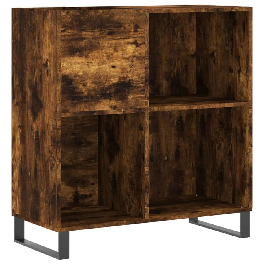 Armoire à disques chêne fumé 84,5x38x89 cm bois d'ingénierie - 2