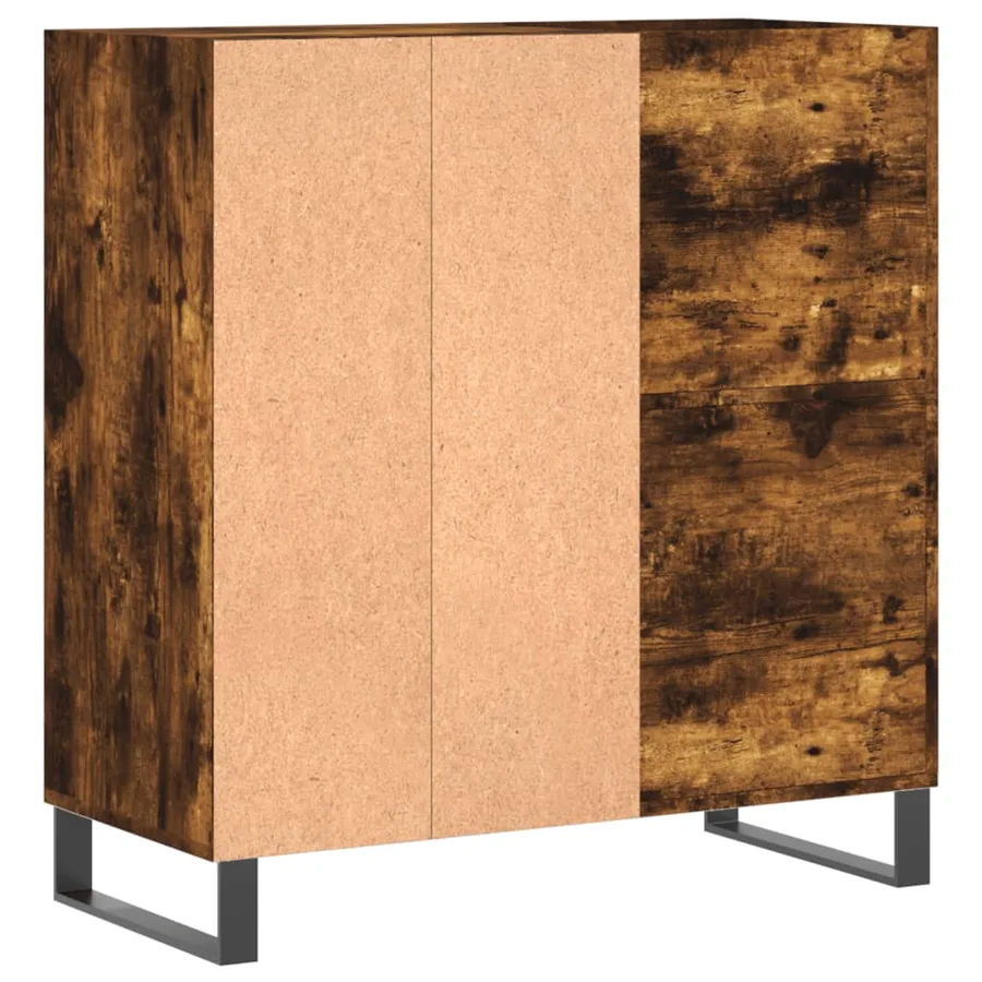 Armoire à disques chêne fumé 84,5x38x89 cm bois d'ingénierie - 6