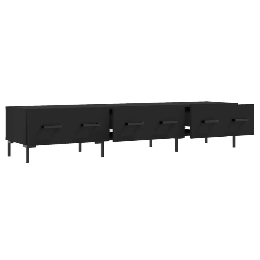 Meuble TV noir 150x36x30 cm bois d'ingénierie - 6