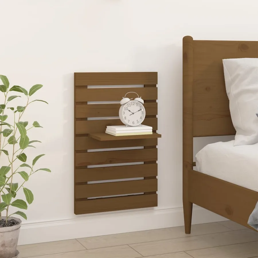 Étagères de chevet murales 2 pcs Marron miel Bois de pin massif - 3