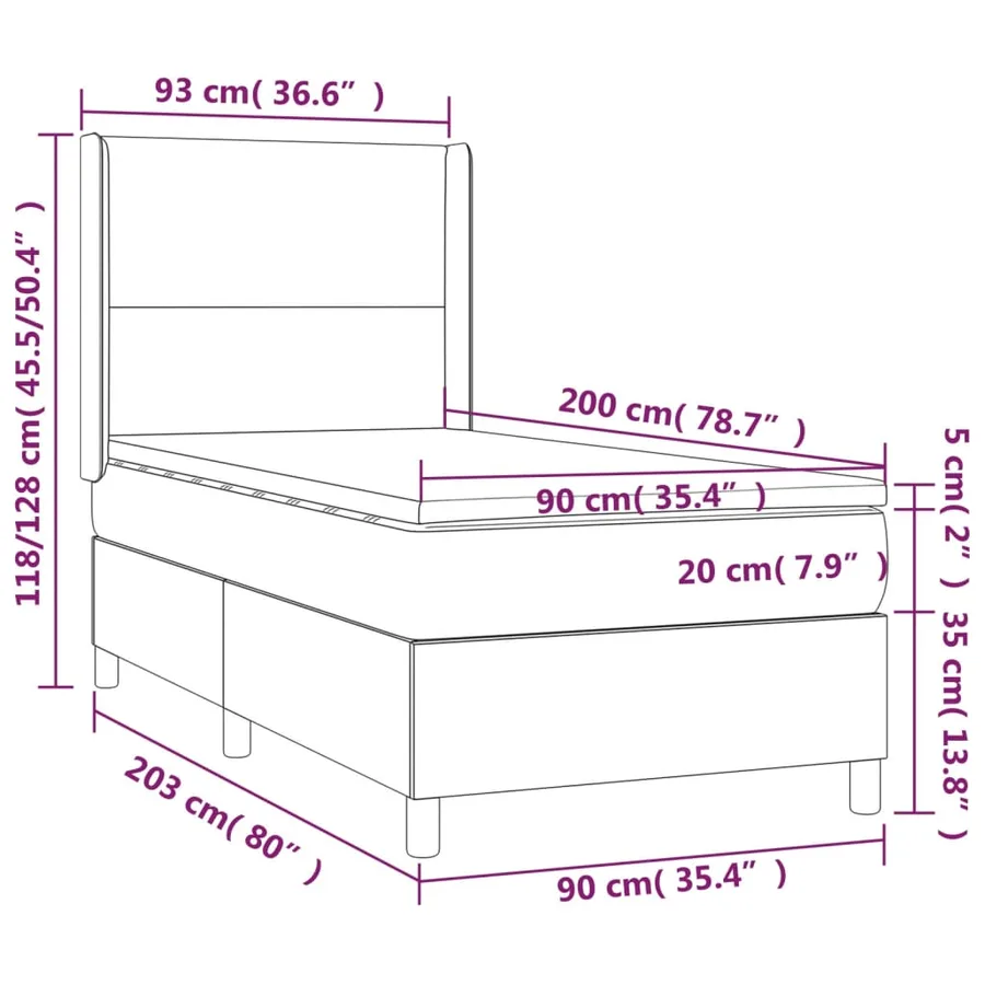 Sommier à lattes de lit avec matelas Taupe 90x200 cm Tissu - 7