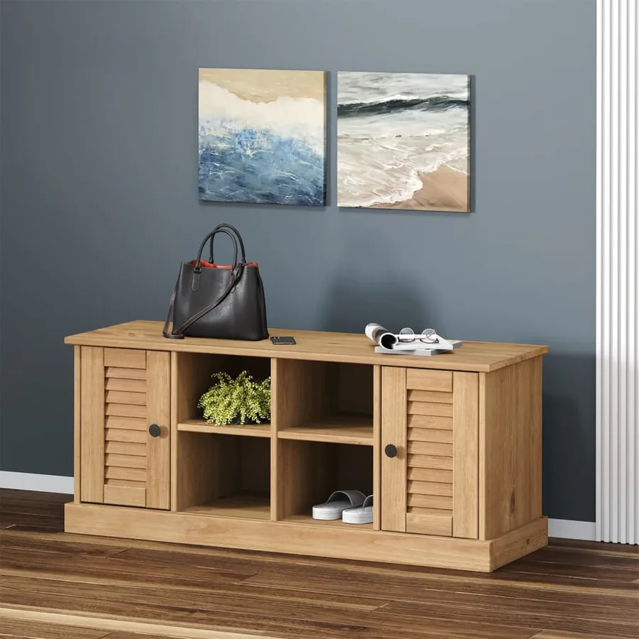 Banc à chaussures VIGO 106x35x45 cm bois massif de pin