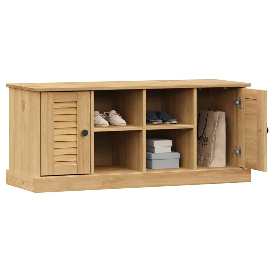 Banc à chaussures VIGO 106x35x45 cm bois massif de pin - 3