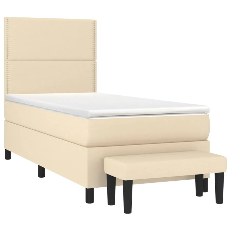 Sommier à lattes de lit et matelas Crème 90x190 cm Tissu - 3