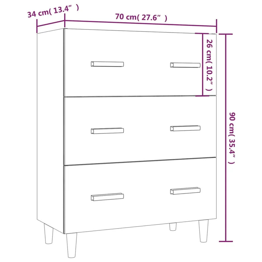 Buffet Chêne fumé 70x34x90 cm Bois d'ingénierie - 8