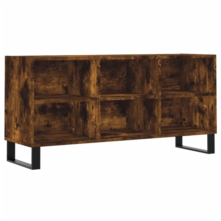 Meuble TV chêne fumé 103,5x30x50 cm bois d'ingénierie - 2