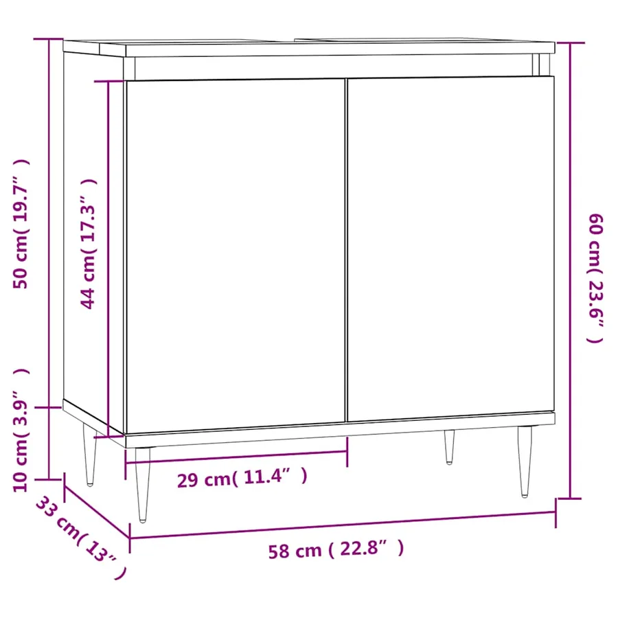 Armoire de bain sonoma gris 58x33x60 cm bois d'ingénierie - 11