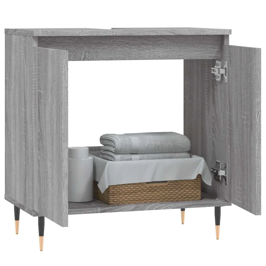Armoire de bain sonoma gris 58x33x60 cm bois d'ingénierie - 3