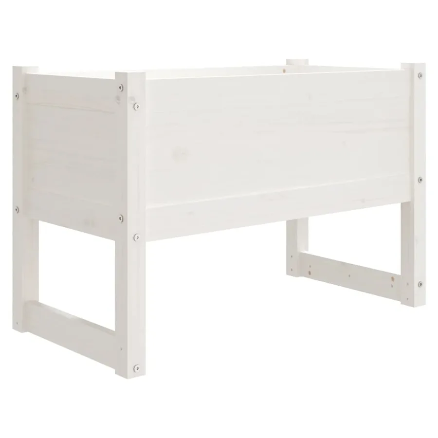 Jardinière Blanc 78x40x52 cm Bois massif de pin - 2