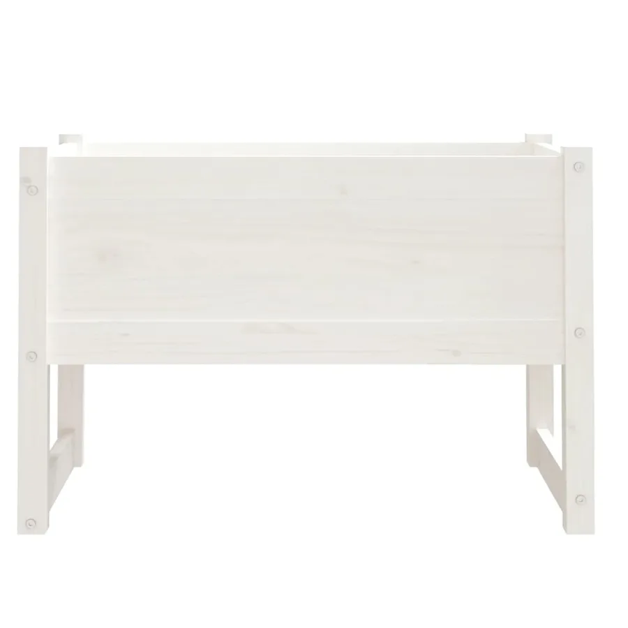 Jardinière Blanc 78x40x52 cm Bois massif de pin - 4