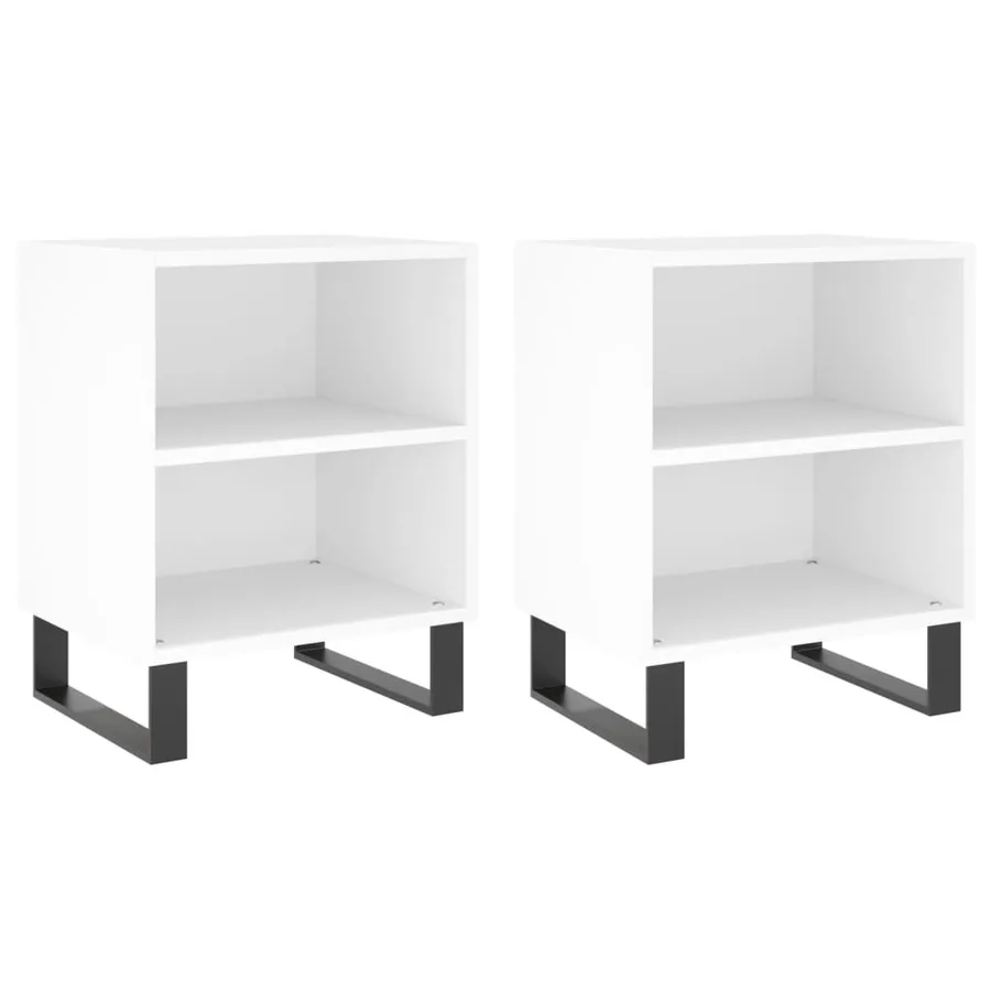Tables de chevet 2 pcs blanc 40x30x50 cm bois d'ingénierie - 2