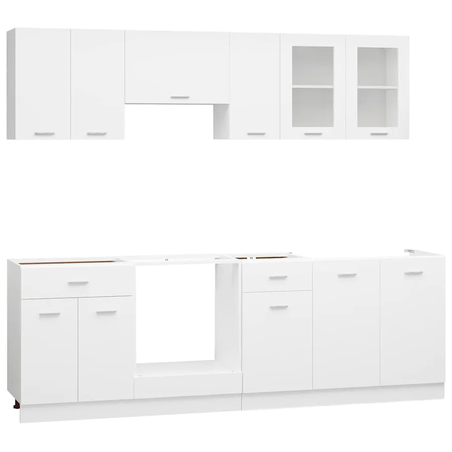 Ensemble de 8 meubles de cuisine "Lyon" en bois d'ingénierie blanc - 3