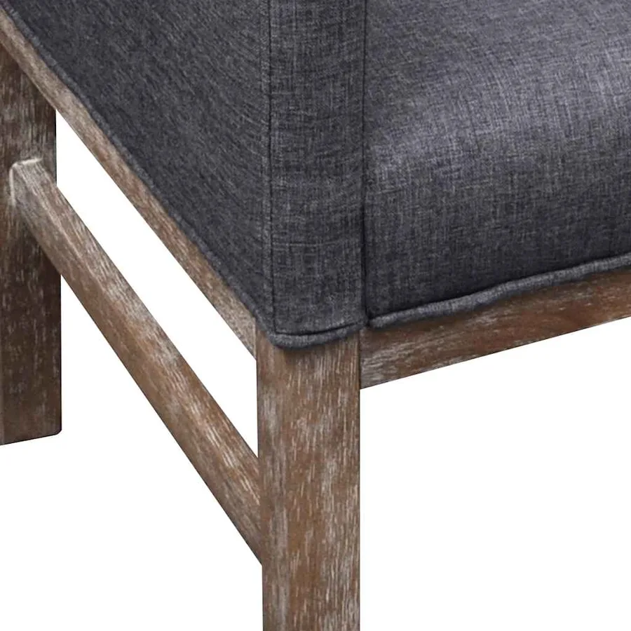 Banc avec coussin rembourré tissu hévéa gris foncé - 3