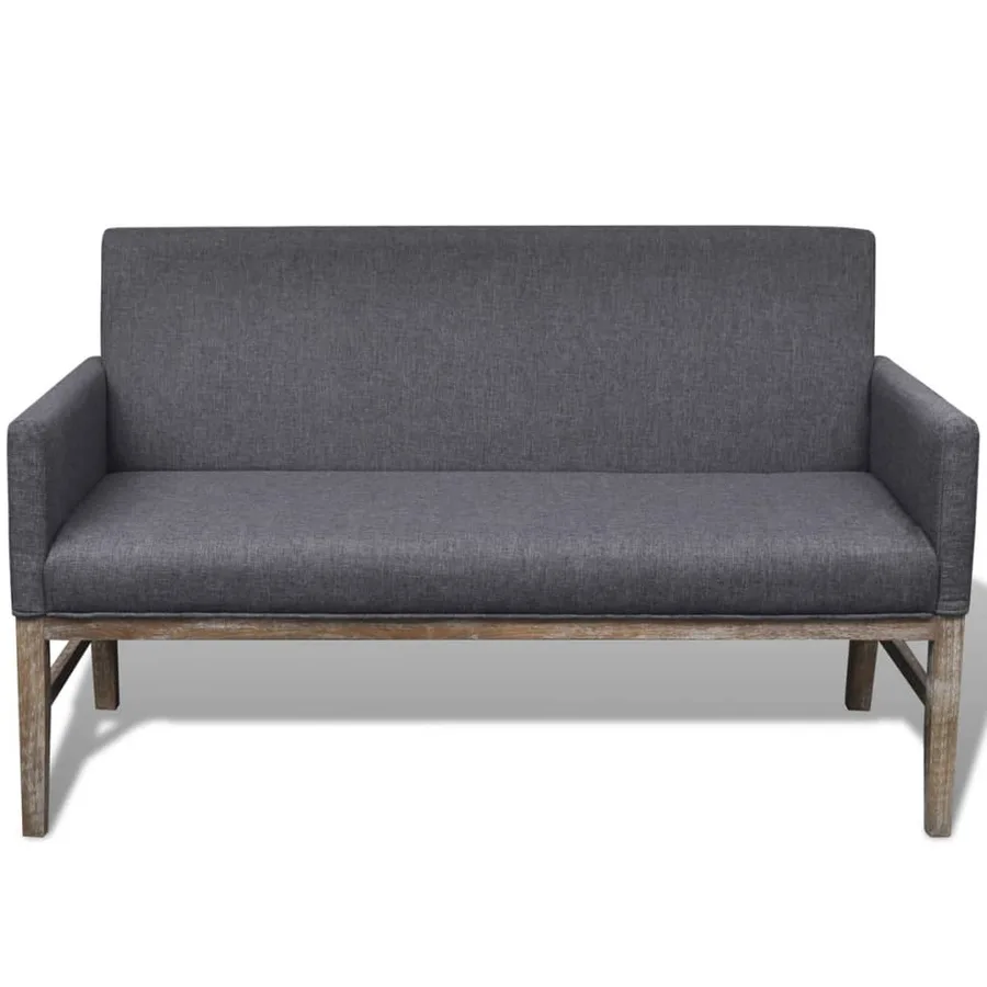 Banc avec coussin rembourré tissu hévéa gris foncé - 4