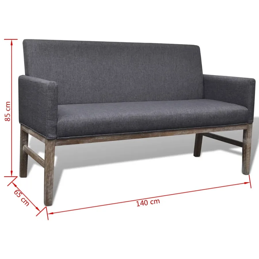 Banc avec coussin rembourré tissu hévéa gris foncé - 6