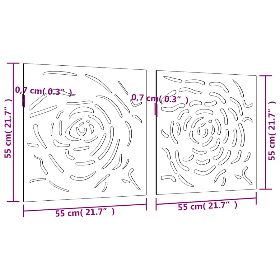 Décorations murales jardin 2 pcs 55x55 cm design de rose - 9