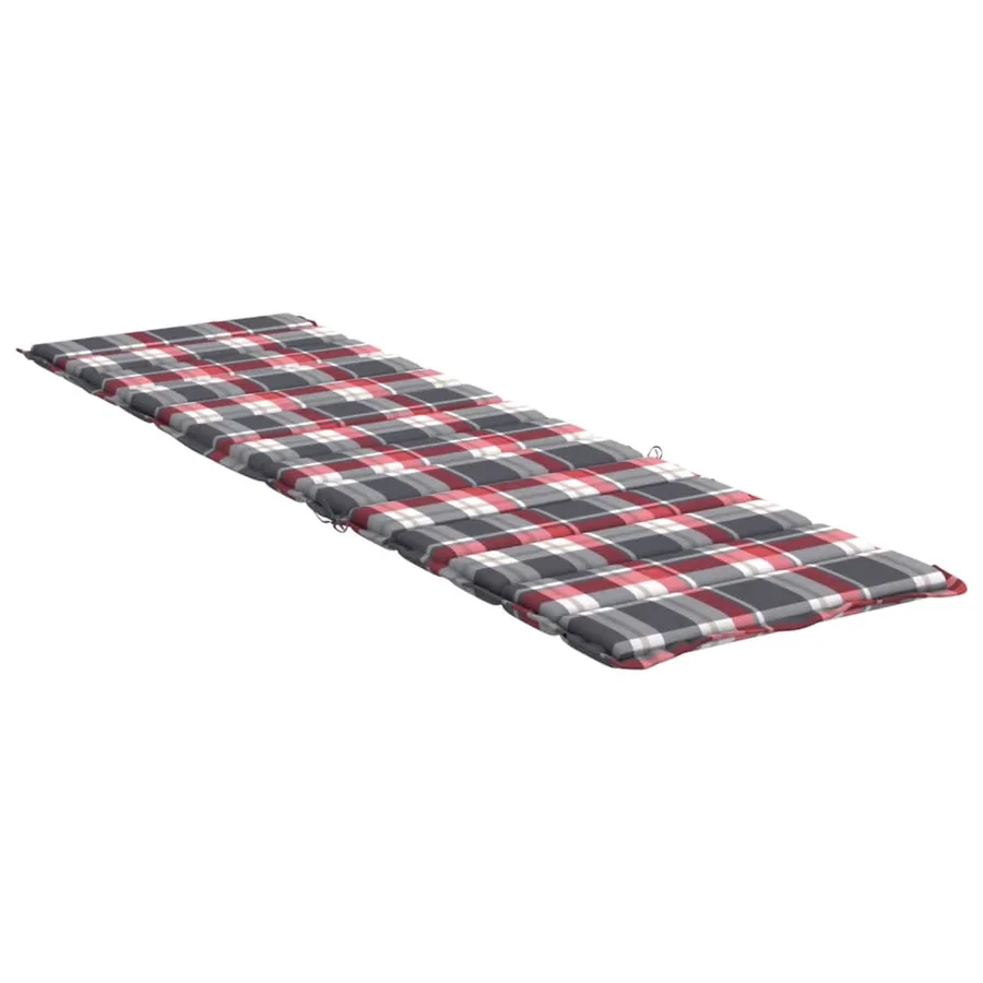 Coussin de chaise longue à carreaux rouge 200x70x3 cm - 4