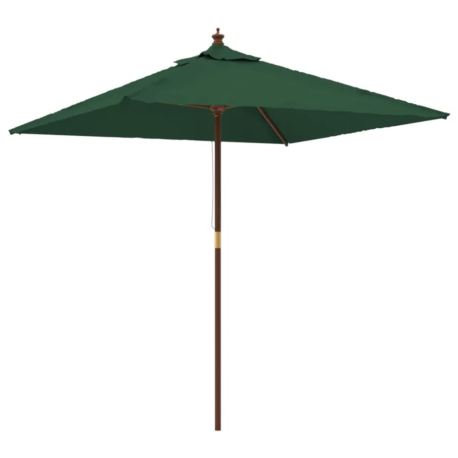Parasol de jardin avec mât en bois vert 198x198x231 cm - 2