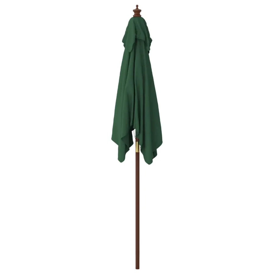 Parasol de jardin avec mât en bois vert 198x198x231 cm - 4