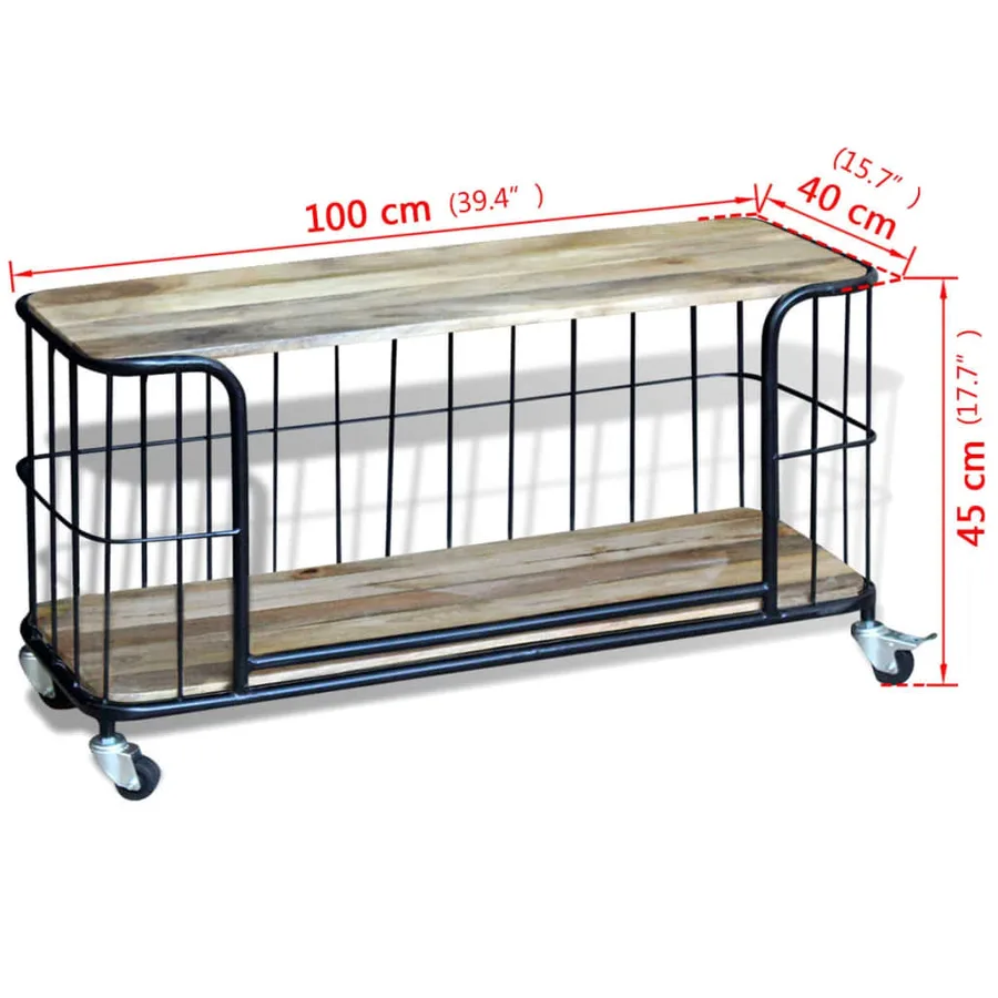Meuble TV 100x40x45 cm Bois de manguier massif - 10