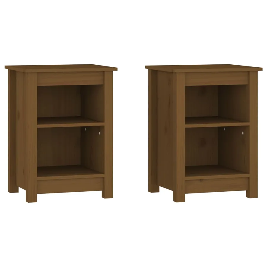 Tables de chevet 2 pcs Marron miel 40x35x55 cm Bois pin massif - 2
