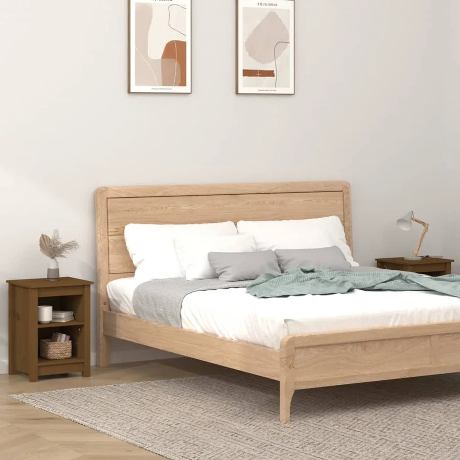 Tables de chevet 2 pcs Marron miel 40x35x55 cm Bois pin massif - 7