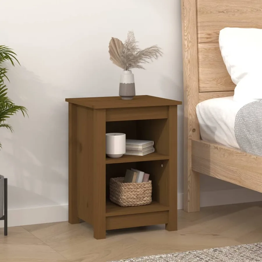 Tables de chevet 2 pcs Marron miel 40x35x55 cm Bois pin massif - 8