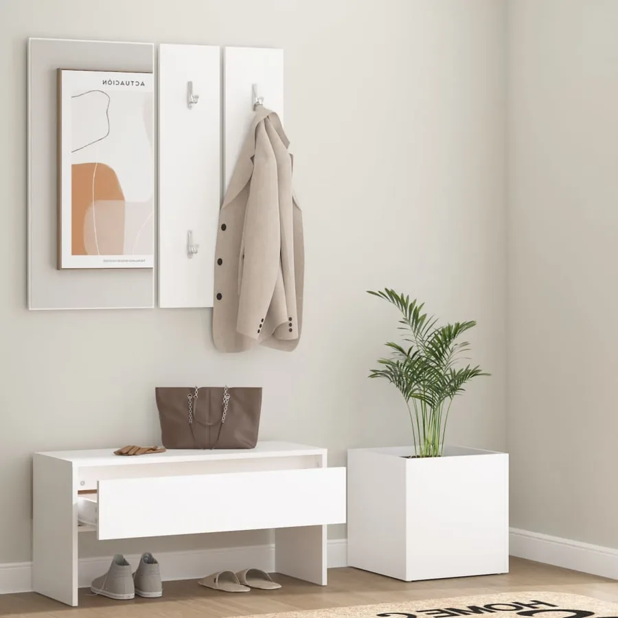 Ensemble de meubles de couloir Blanc Bois d'ingénierie - 3
