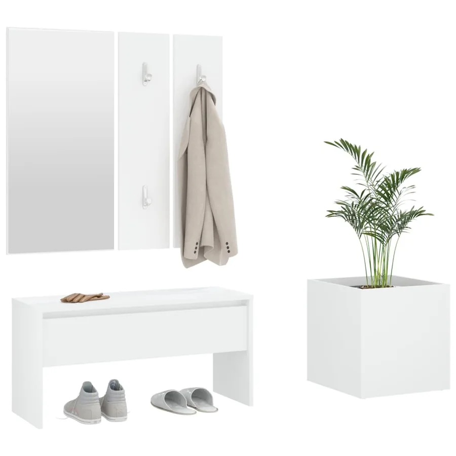 Ensemble de meubles de couloir Blanc Bois d'ingénierie - 4