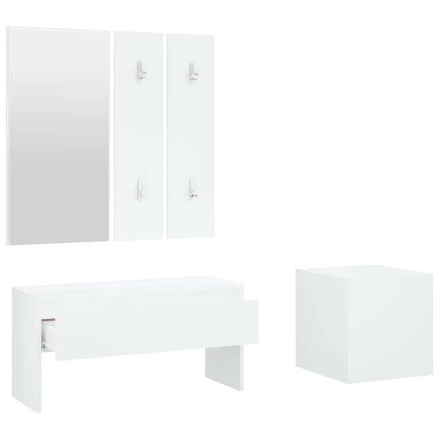 Ensemble de meubles de couloir Blanc Bois d'ingénierie - 5