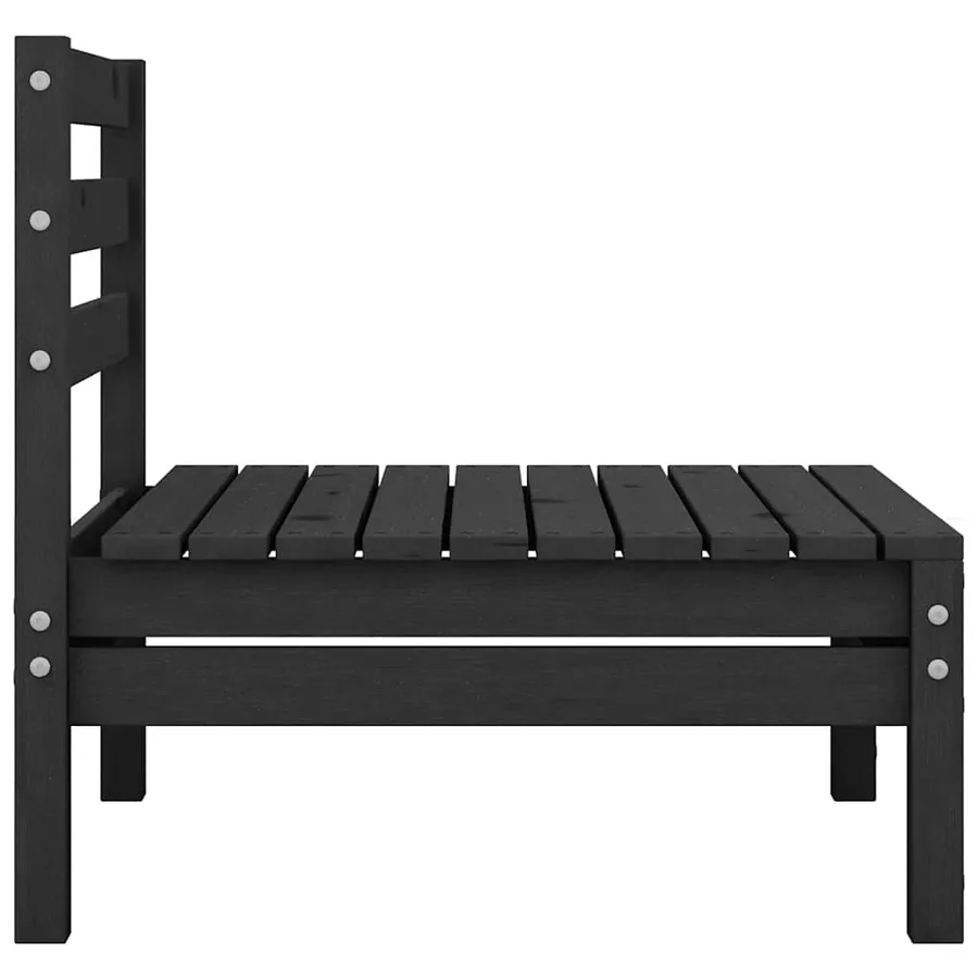 Canapés centraux de jardin 4 pcs Noir Bois de pin massif - 4