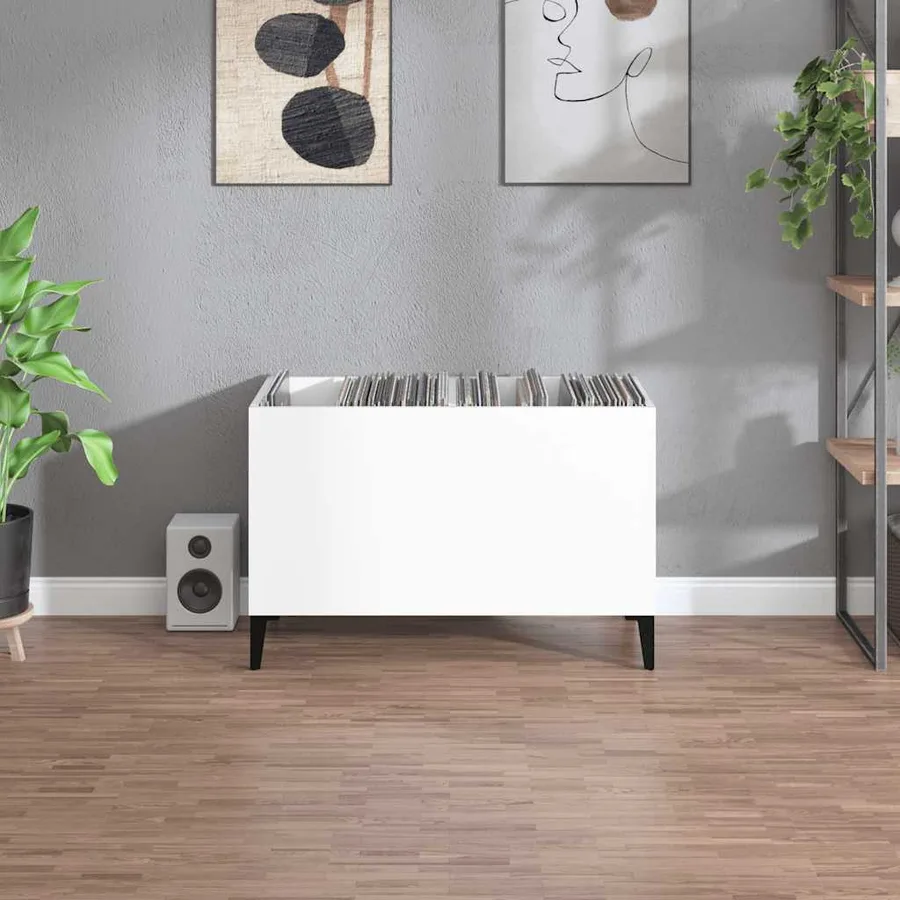 Armoire à disques blanc brillant 74,5x38x48cm bois d'ingénierie - 3