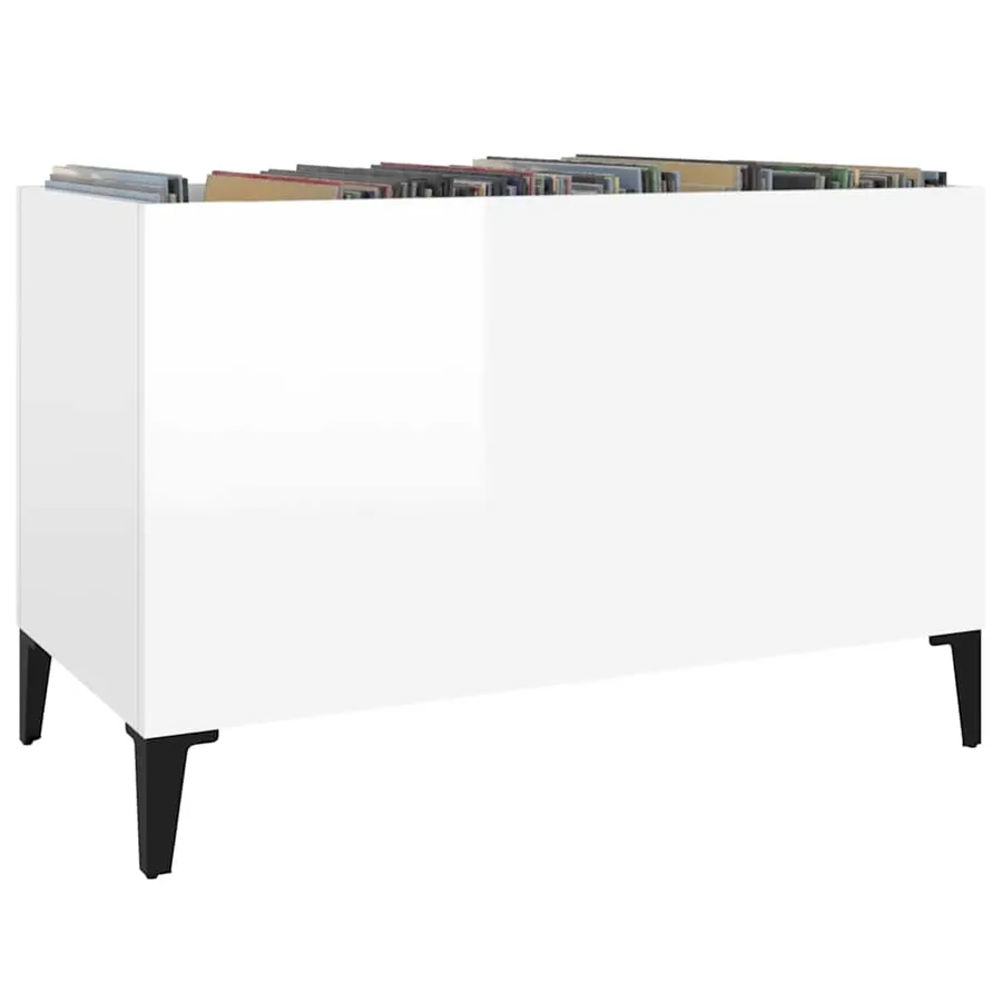Armoire à disques blanc brillant 74,5x38x48cm bois d'ingénierie - 4