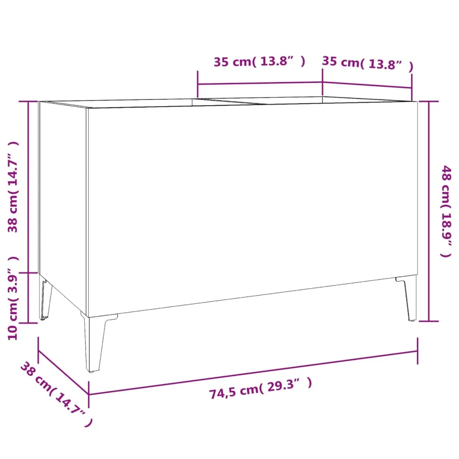 Armoire à disques blanc brillant 74,5x38x48cm bois d'ingénierie - 8