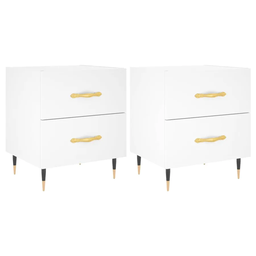 Tables de chevet 2 pcs blanc 40x35x47,5 cm bois d’ingénierie - 2