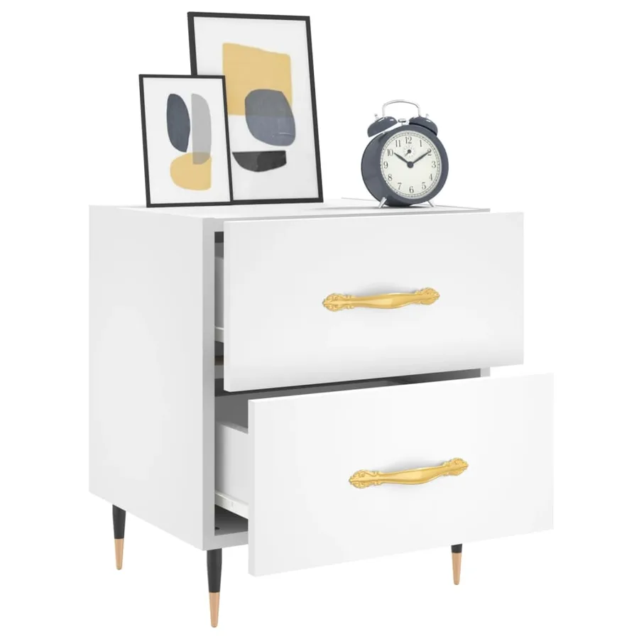 Tables de chevet 2 pcs blanc 40x35x47,5 cm bois d’ingénierie - 4