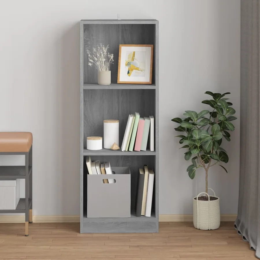 Bibliothèque 3 niveaux Sonoma gris 40x24x109 cm - 3